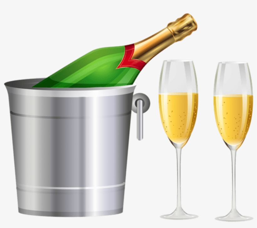 Vector Black And White Stock And Glasses Transparent - Champagne Bottle Clip Art Free, transparent png download