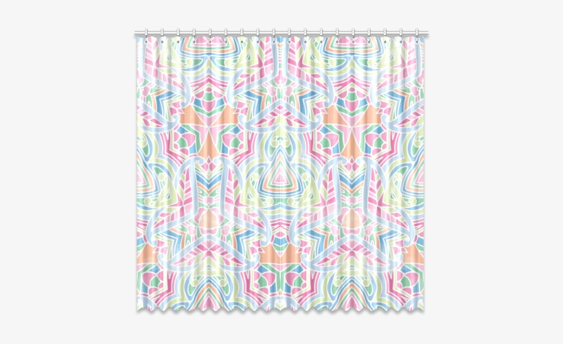 Zandine 0407 Pink Green Blue Watercolor Pattern Window - Window Valance, transparent png download