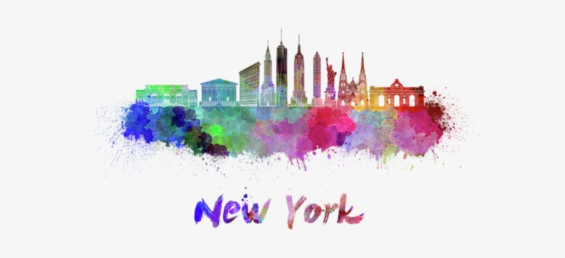 Bleed Area May Not Be Visible - New York Skyline In Watercolor, transparent png download