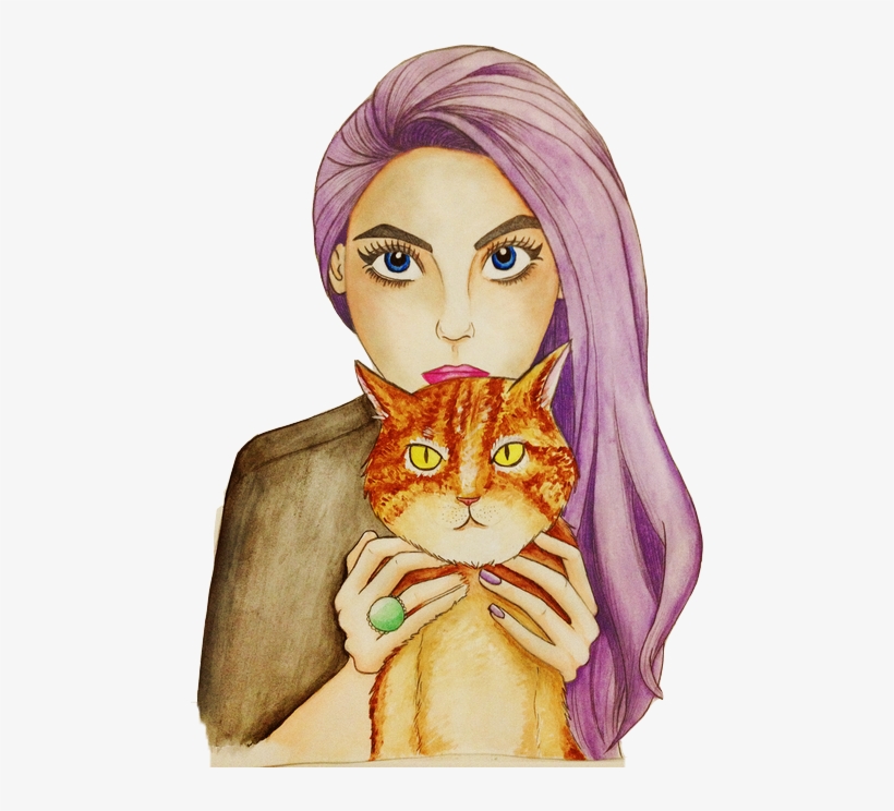 Cat And Girl Image - Portable Network Graphics, transparent png download
