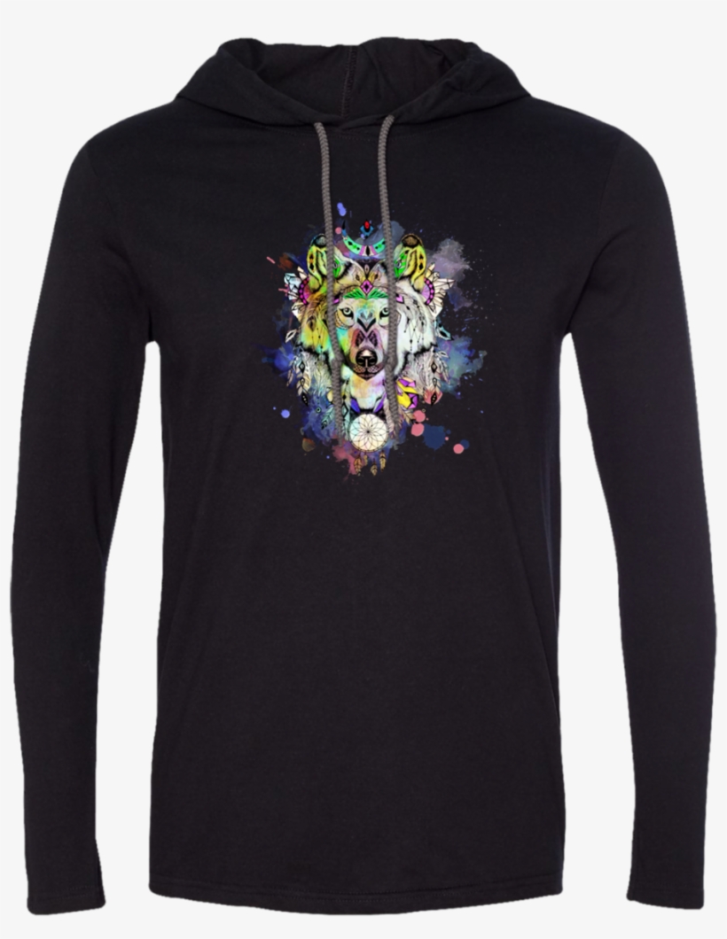 Watercolor Wolf T-shirt Hoodie - Poleras Con Capucha Delgadas, transparent png download