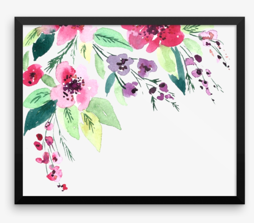 Watercolor Flowers Framed Poster - Watercolor Painting, transparent png download