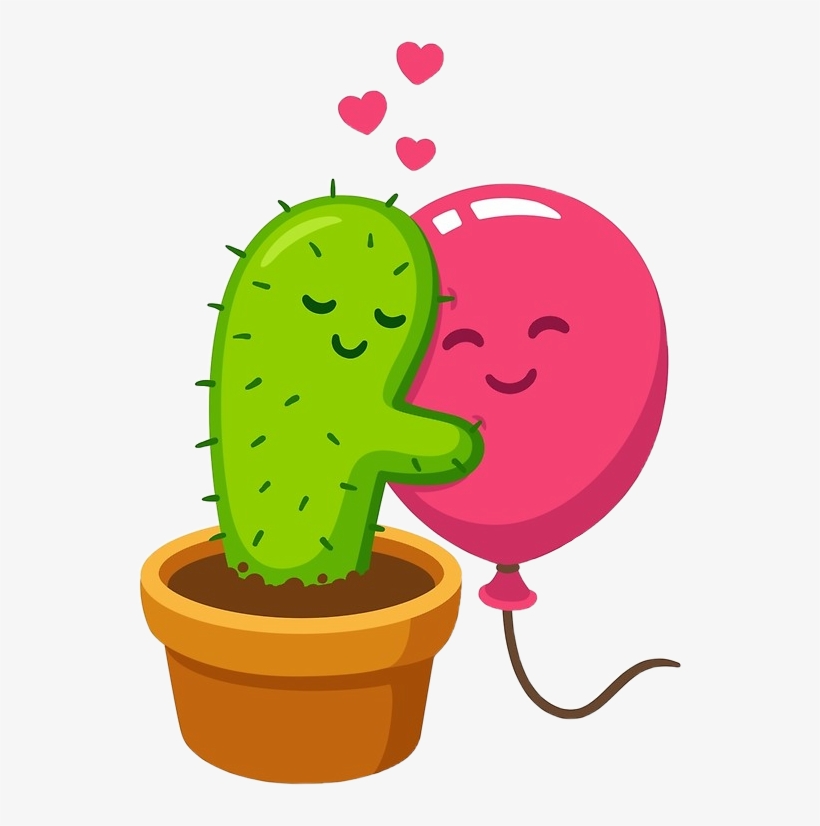 Cactus Balloon Hug Hugs Freetoedit - Cactus And Balloon, transparent png download