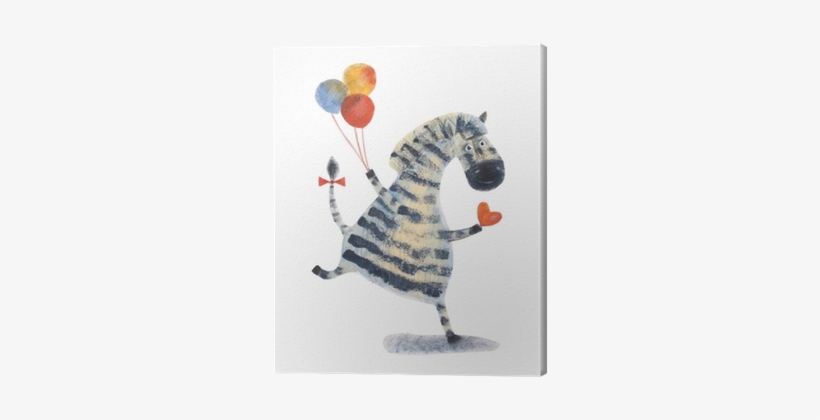 Zebra With Balloons And Heart - Drawing, transparent png download