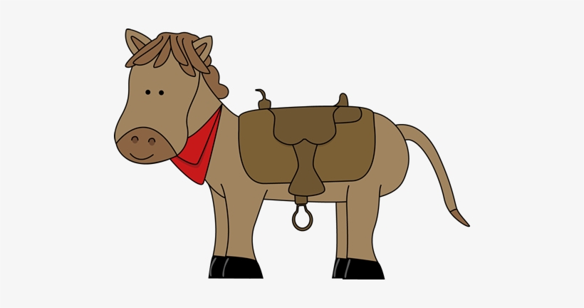 Western Clipart Western Banner Freeuse Download Free - Horse With Saddle Clipart, transparent png download