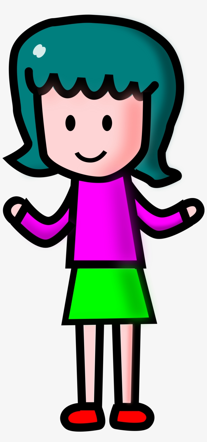 Picture Transparent Library Cartoon Girl Png Clipartix - Simple Cartoon Girl Character, transparent png download