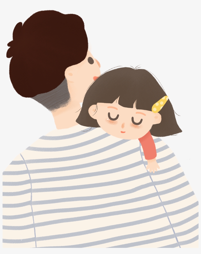Hand Painted Cartoon Father And Daughter Decoration, transparent png download