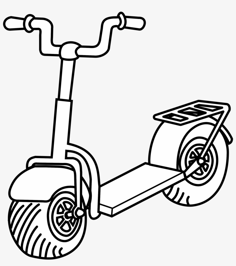 Clipart Royalty Free Download Kick Big Image Png - Clip Art Scooter Black And White, transparent png download