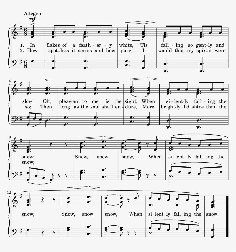 Silently Falling Snow - Sheet Music, transparent png download