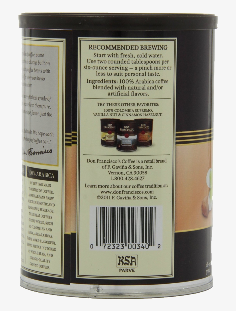 Image Product 24 - Don Francisco Hawaiian Hazelnut Coffee, 12 Ounce, transparent png download