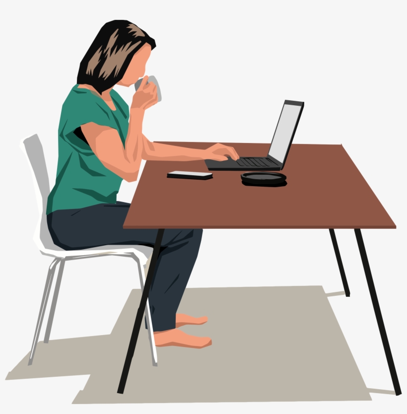 Big Image - Woman At Desk Clipart, transparent png download