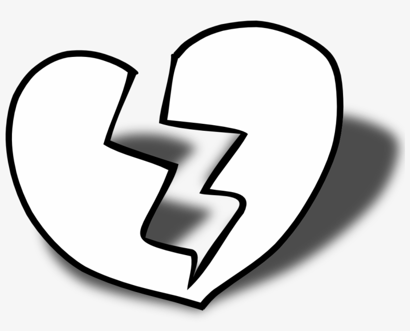 Broken Heart Clipart Black And White - Broken Heart Black And White, transparent png download