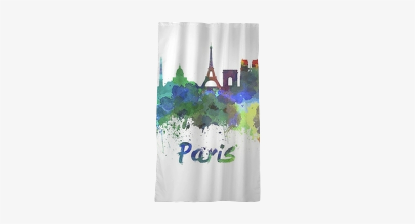 Paris Skyline In Watercolor Sheer Window Curtain • - Artsy Canvas Vibrant Watercolor Skylines: Paris/24x13, transparent png download