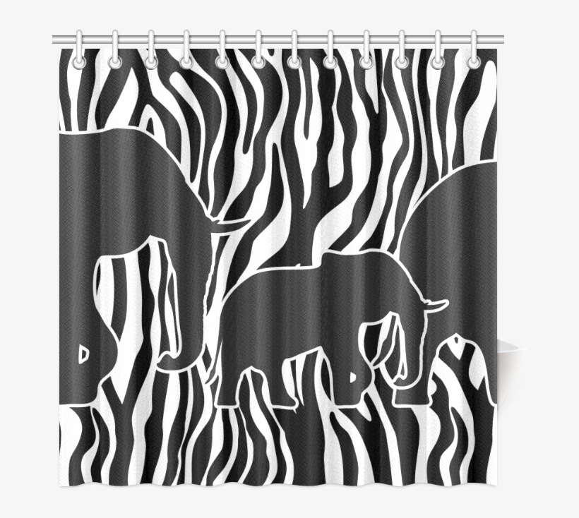 Elephants To Zebra Stripes Black & White Shower Curtain - Bed Skirt, transparent png download