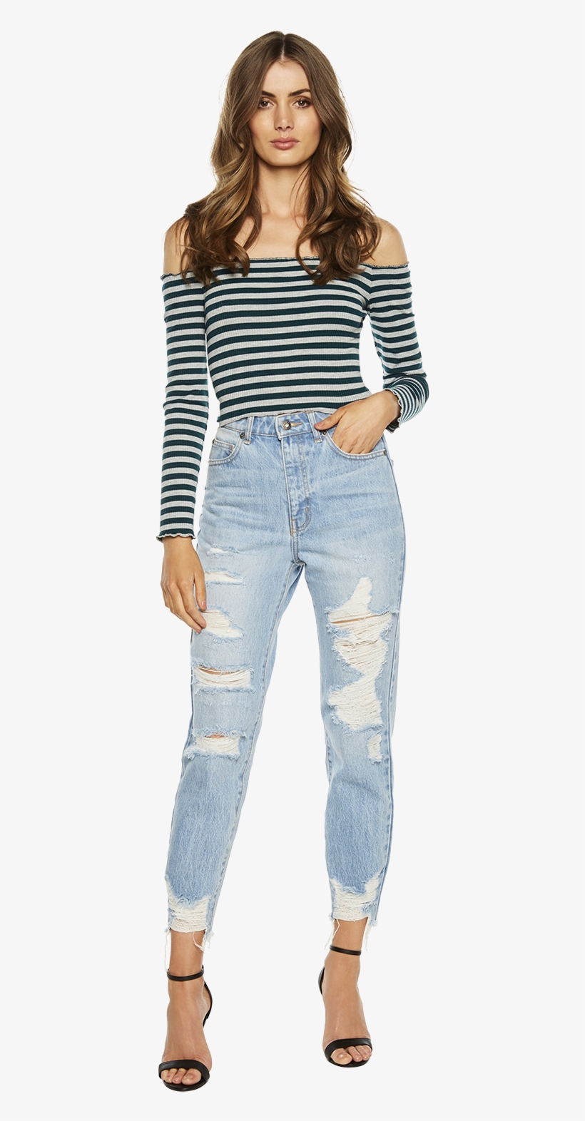 The Mum Jean In Colour Dusty Blue - Photo Shoot, transparent png download