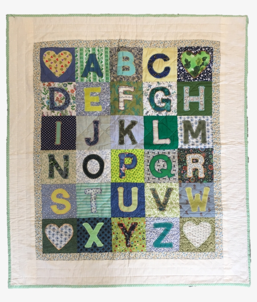 Handmade Children's Quilt Alphabet Blue And Green Fine - Needlework, transparent png download