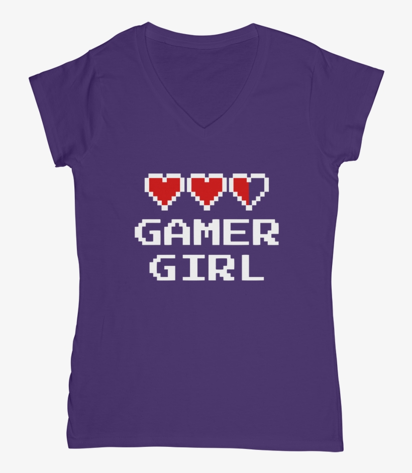 Gamer Girl Video Game ﻿classic Women's V Neck T Shirt - Active Shirt, transparent png download
