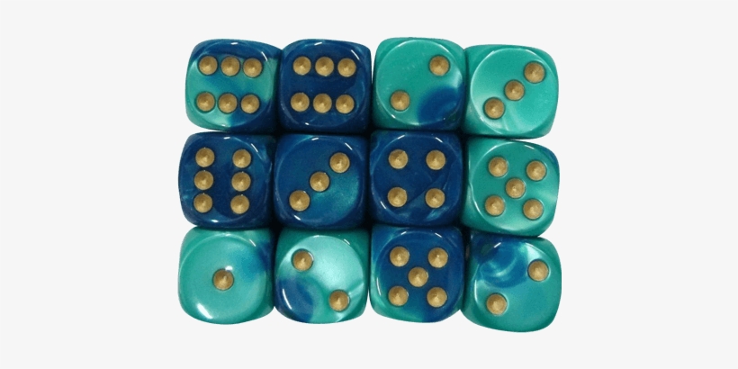 Gemini Polyhedral Blue Teal Gold X12 - Dice Game, transparent png download