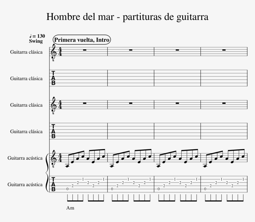 Hombre Del Mar - Sheet Music, transparent png download