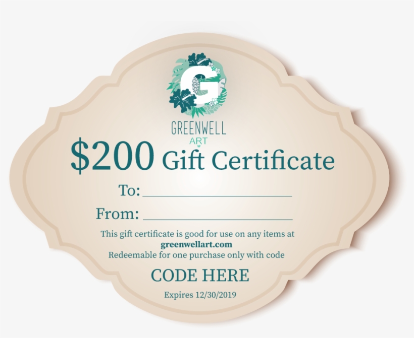 $200 Gift Certificate - Label, transparent png download