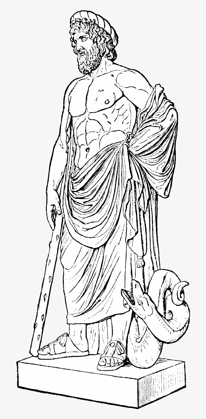 Asclepio Y Su Símbolo Serpentario - Greek Sculpture Zeus Drawing, transparent png download