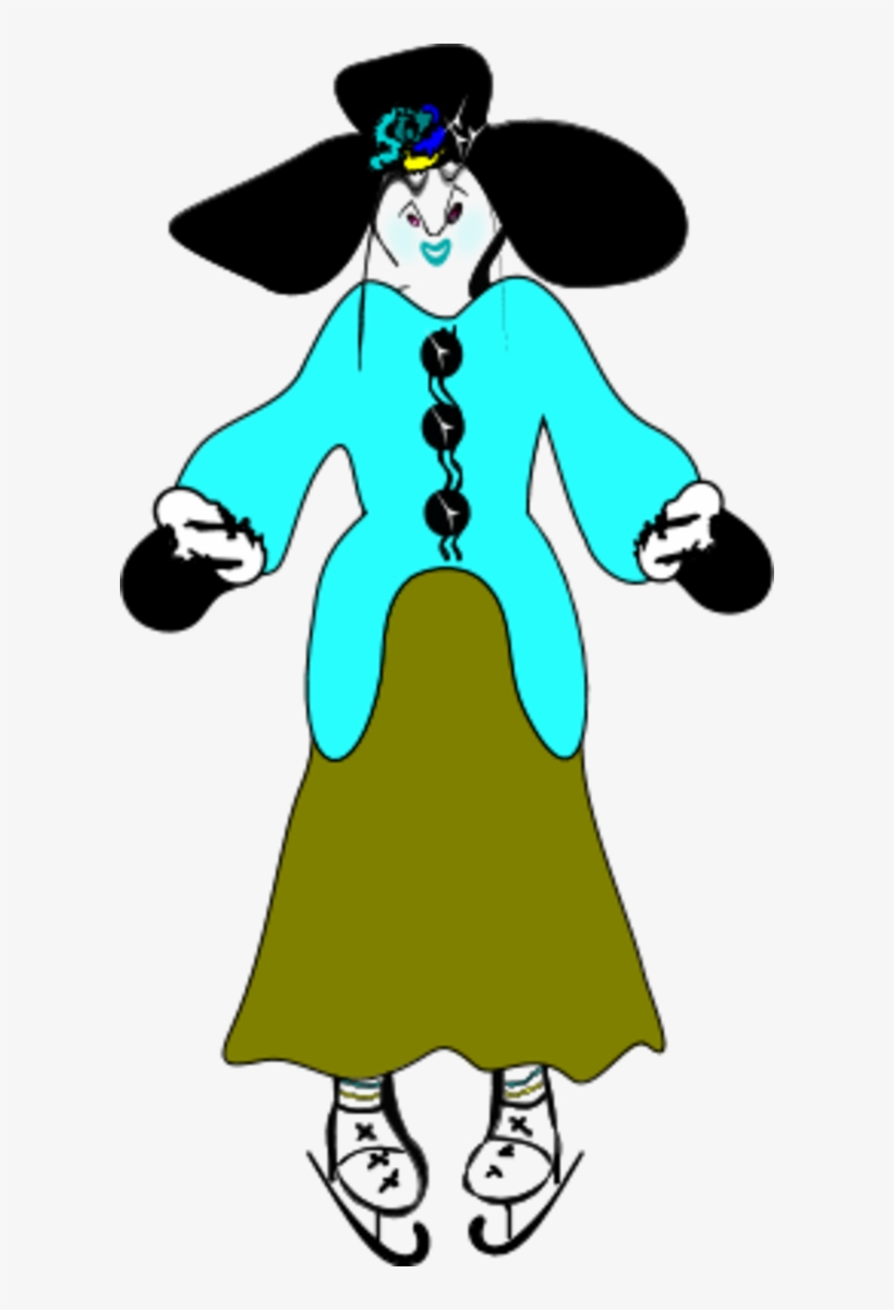 Lady Wearing Hat And Ice Skating Shoes - Clip Art, transparent png download