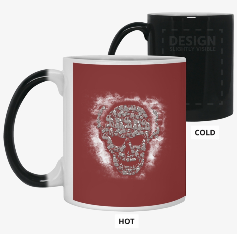 White Smoke Black Skull Sloth Pattern Mug - Mug, transparent png download