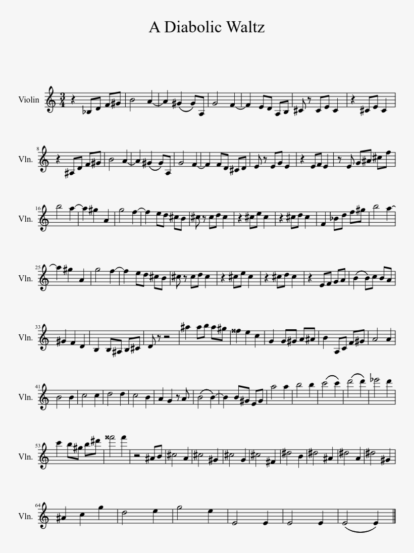 A Diabolic Waltz Sheet Music 1 Of 1 Pages - Partitura Amigo Roberto Carlos, transparent png download