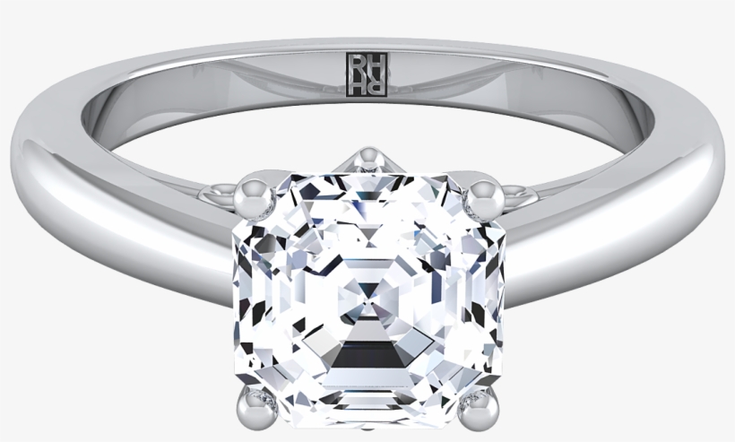 Asscher Cut Diamond Solitaire Engagement Ring With - Engagement Ring, transparent png download