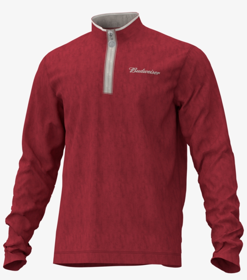 Budweiser 1/4 Zip Sweatshirt- Red - Long-sleeved T-shirt, transparent png download
