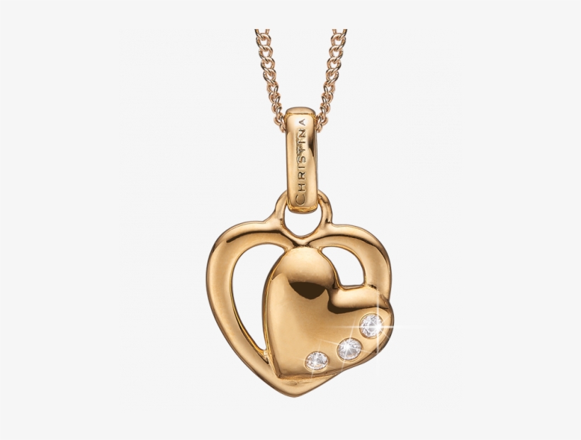 Double Hearts Pendant With Chainin Gold Plated Silver - شوبارد اكسسوارات, transparent png download
