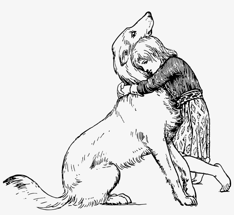 Big Image - Dog And Human Sketch, transparent png download