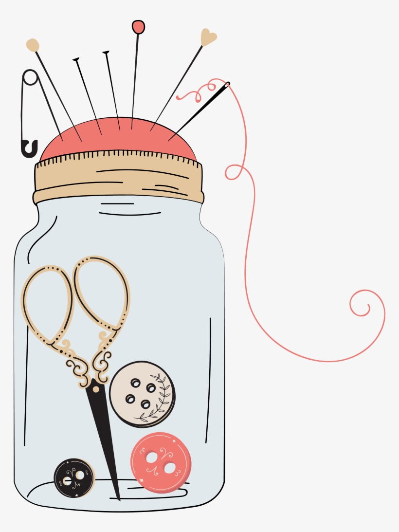 Sewing Clipart Button Needle - Cesta De Costura Png, transparent png download