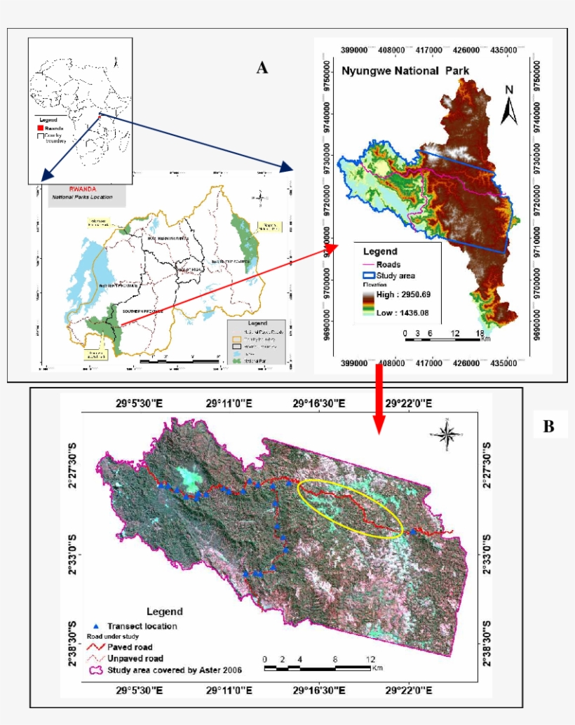 Location Of Study Area, (b) Aster Image Of July 2006, - Map, transparent png download