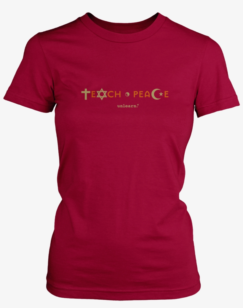 Teach Peace Womens Cranberry T Shirt 163a48b6 24b4 - T Shirt Png Women, transparent png download