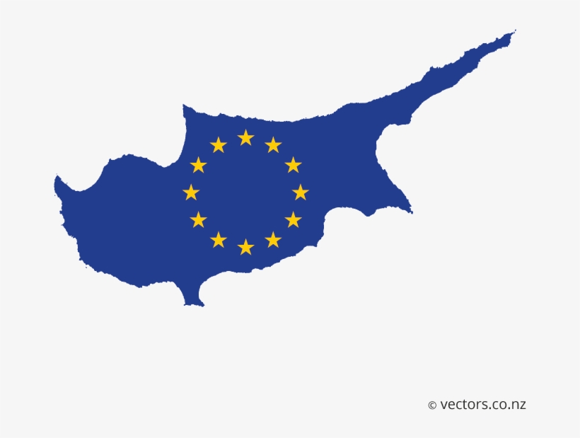 Eu Flag Vector Map Of Cyprus - Cyprus Flag Black And White, transparent png download