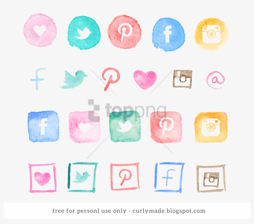 Free Png Download Social Media Icons Watercolor Png - Instagram, transparent png download