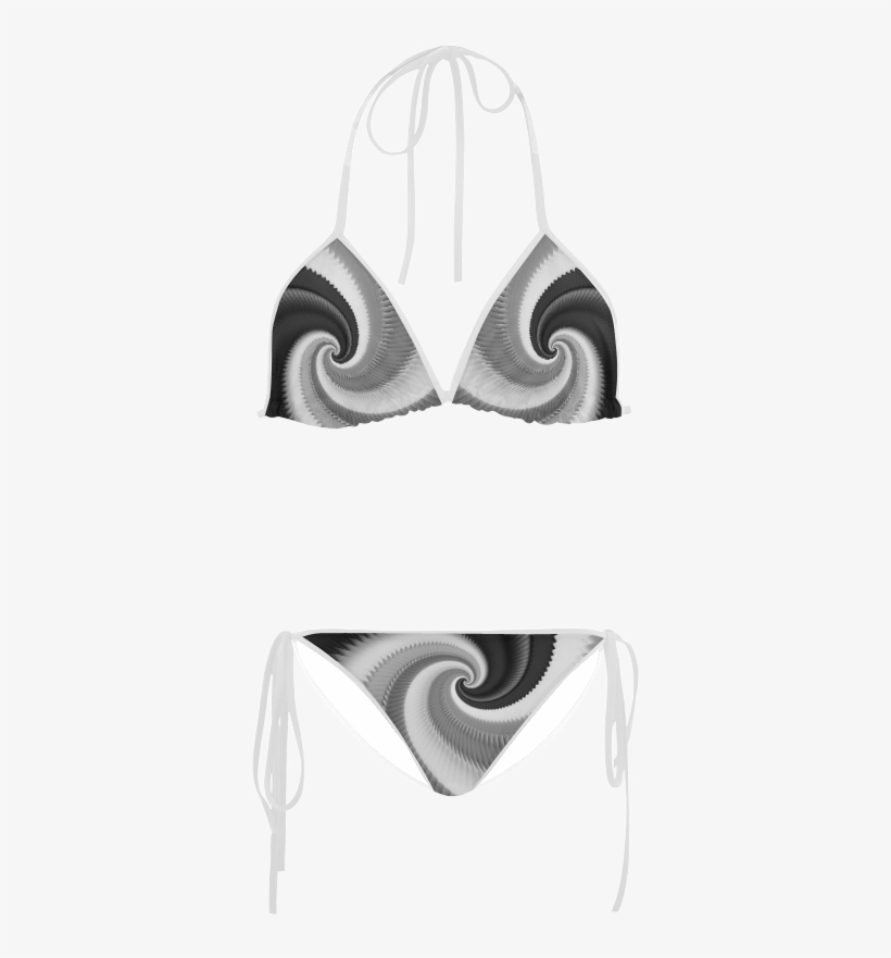 Black And White Dragon Scales Spiral Custom Bikini - Swimsuit Top, transparent png download
