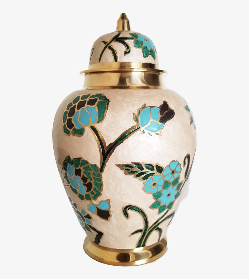 Blue Floral Urn<br>adult Size<br> - Porcelain, transparent png download