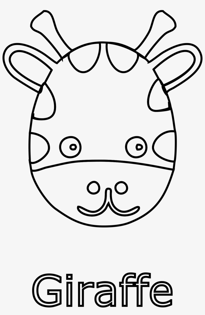 Giraffe Face Black White Image - Line Art, transparent png download