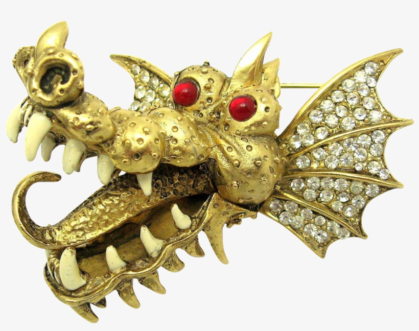 Ferocious Hattie Carnegie Dragon Brooch 18k Gold Plated - Brooch, transparent png download