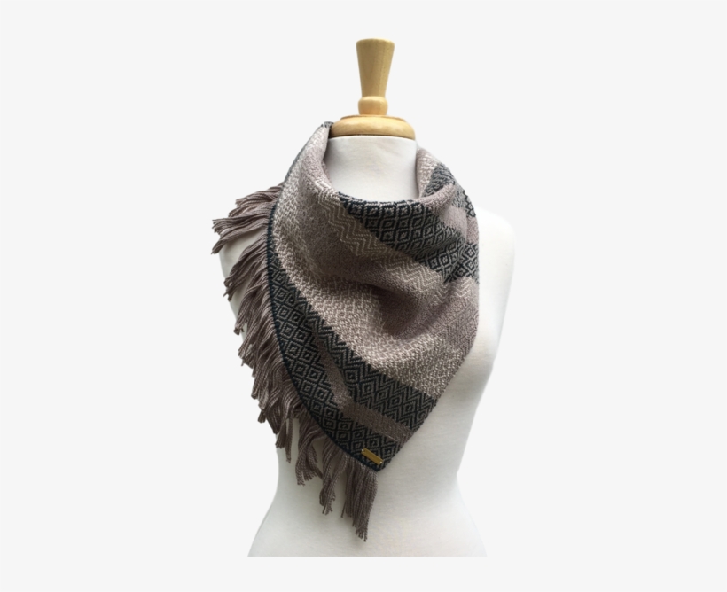 Deep Green, Cream And Taupe Woven Bandana Scarf K - Scarf, transparent png download