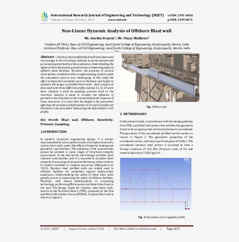 Non-linear Dynamic Analysis Of Offshore Blast Wall - Rifle, transparent png download
