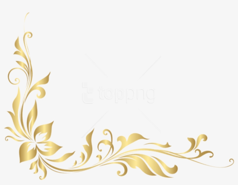 Free Png Download Golden Floral Decoration Clipart - Floral Design Golden Png, transparent png download