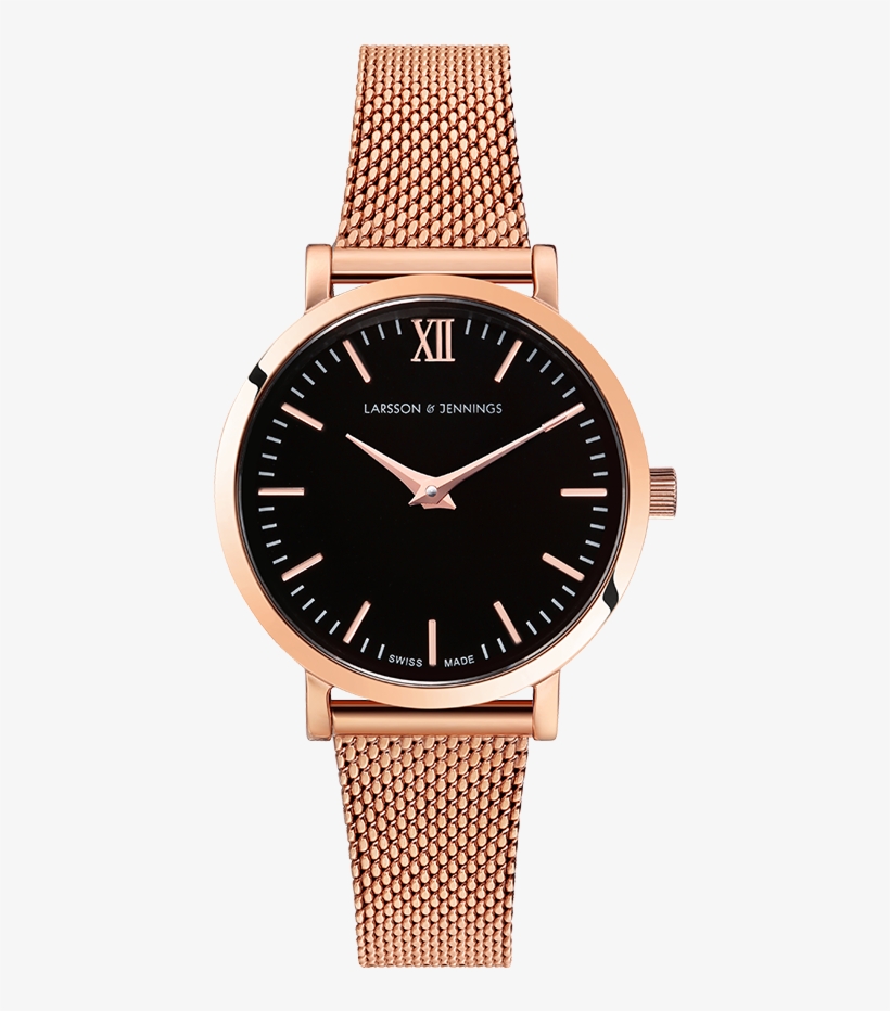 Lj Classic Lugano Milanese 26mm Rose Gold Black - Larsson & Jennings Lugano Leather Strap Red Gold, transparent png download
