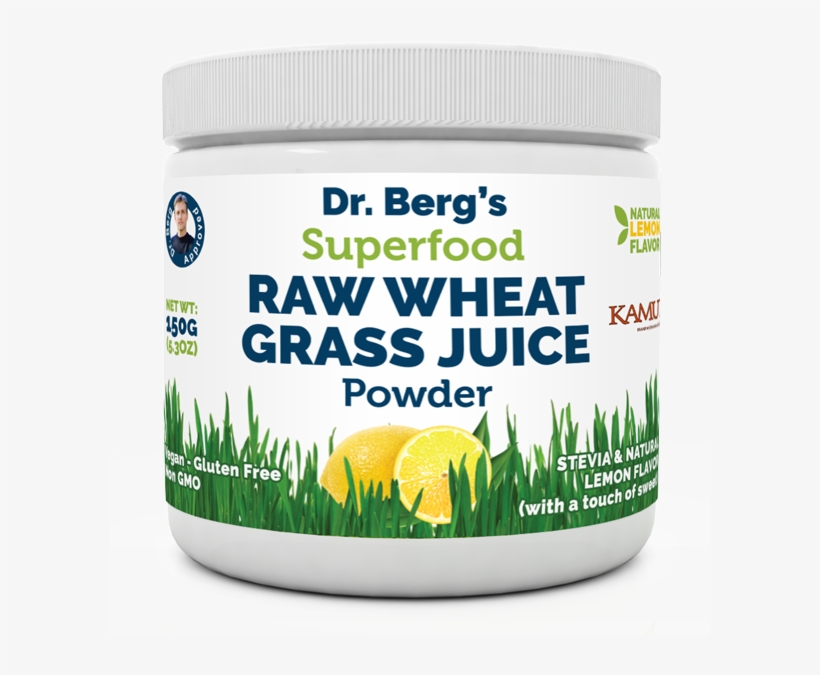 Raw Wheat Gr Juice Powder Lemon Flavor - Dr Bergs Wheat Grass Juice Powder, transparent png download