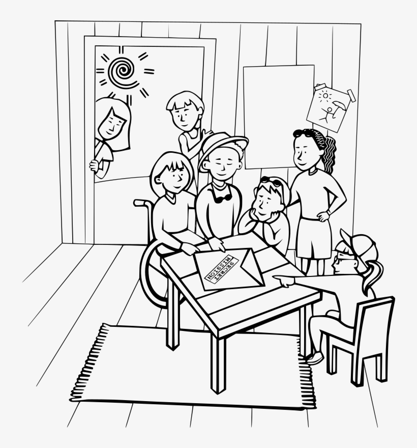 Graphic Transparent Library Clubhouse Kids Medium Image - School Club Clipart Black And White, transparent png download