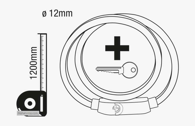 Buy Stanley Reflective Key Bike Lock Cable, 1200 X - Circle, transparent png download