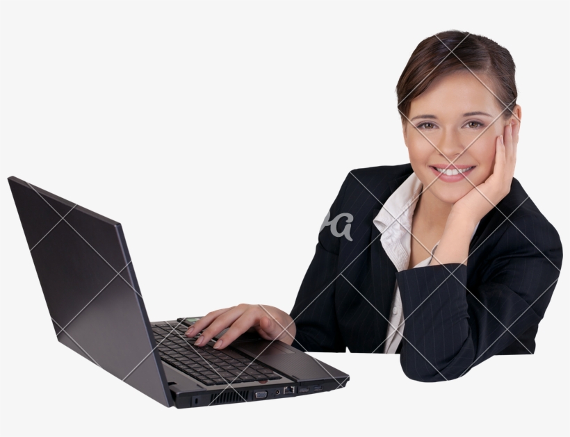 Businesswoman Sitting At A Laptop And Resting - Sitting, transparent png download
