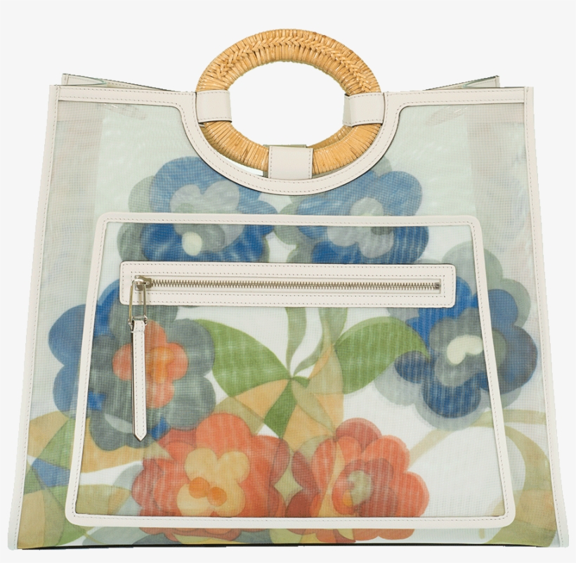 Fendi Flowers Shopping Bag, White - Aquarium, transparent png download